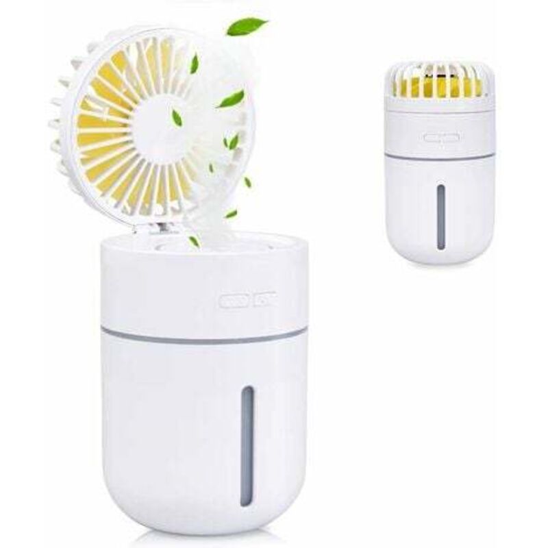 400 ml Mini-Luftbefeuchter mit Ventilator, USB wiederaufladbar, tragbarer Ventilator, Klimatisierungsreiniger, Super-Stummschaltung,