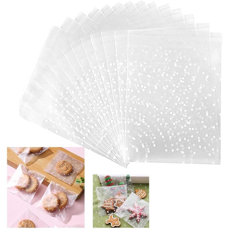 Bluedeer - 400 Stück Cellophantüten Klar, Selbstklebend Klein Plätzchentüten Süßigkeiten Tüten Kleine Plastiktüten für Bäckerei, Süßigkeiten