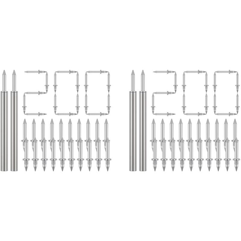 400 Stück Doppelkopf-Sockelleistengewinde, Nahtloser Nagel, Rostfrei, Keine Spuren, Sockelgewindeschrauben-Set mit 4 Stangen, mit Nagel