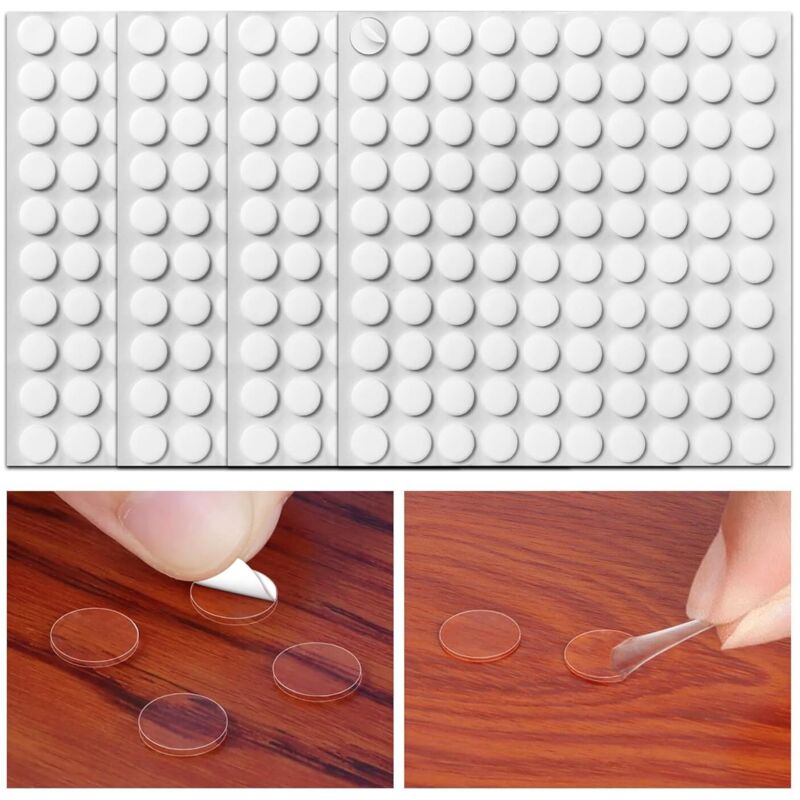 400 Stück extra starke runde transparente doppelseitige Klebepunkte zum Aufkleben von Postern, Fotos, Luftballons, Alben, Bastelarbeiten,