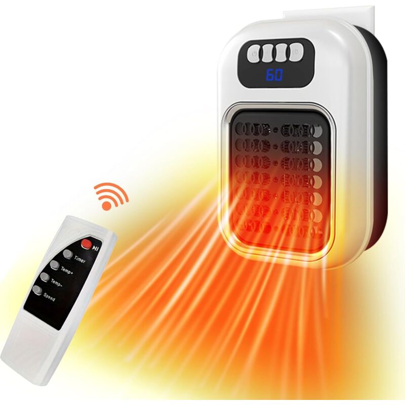 400 W elektrischer Raumheizer, Wandstecker, wie im Fernsehen, mit Timer, LED-Anzeige, einstellbarem Thermostat, kompakt für Büro, Wohnheim
