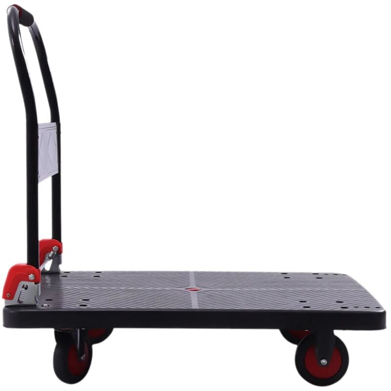 400kg Klappbar Transportwagen, Plattformwagen Rollwagen, Edelstahl Handwagen mit Griff Geräuscharm Schwarz mit 4 Räder für Garage Lager Schule Garten