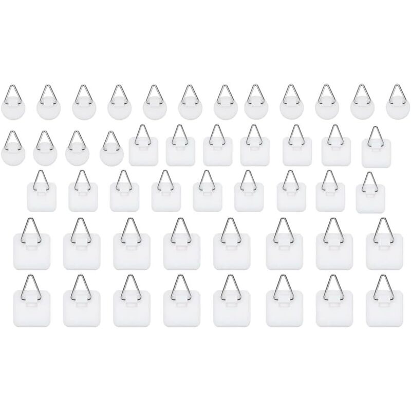 42 Stück Bildaufhänger Selbstklebend, 3 Formen Aufhänger zum Aufhängen ohne Bohren, Klebepads für Bilder, Poster, Fotos, Gemälde