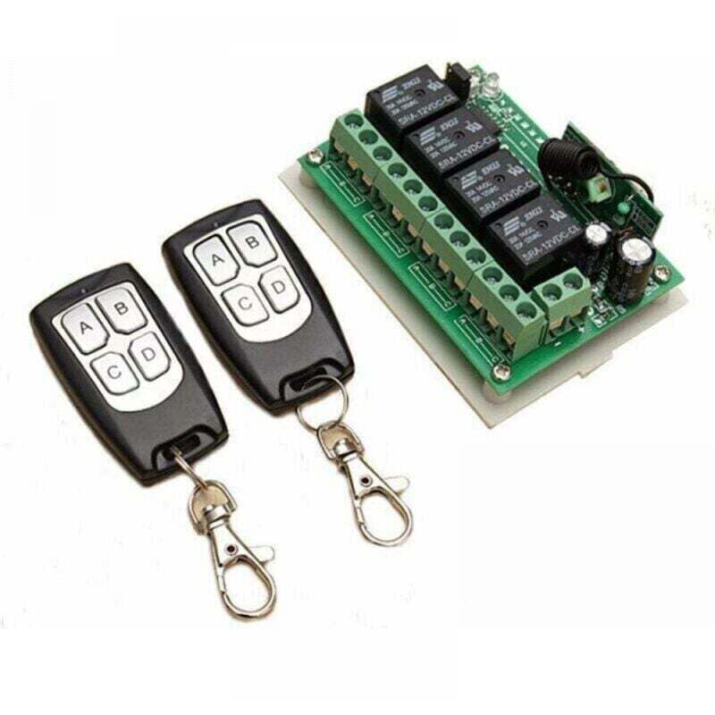 433-MHz-Funkfernbedienung mit 12 V DC, 4 Kanäle, XU, Funkfernsteuerung mit großer Reichweite, 2 Sender + 1 Empfänger für