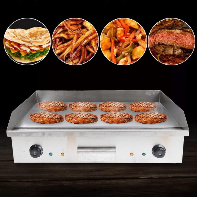 4400W Elektro Gastronomie Grillplatte Bratplatte Bräter Griddleplatte Grill Griddle,Konstante Temperaturkontrolle 50 ℃ -300 ℃,Gehäuse aus Edelstahl
