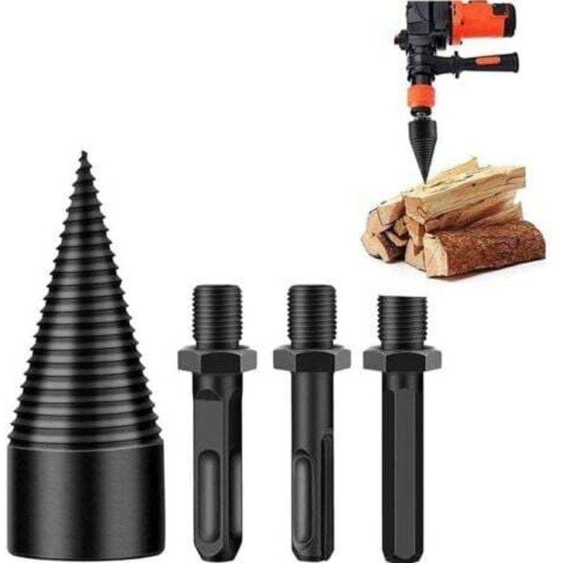45 mm Holzspalter, Holzspalter, sicherer Bohrer, Holzspalter zum Holzspalten, Holzbohrer für Brennholzmaschine (Sechskant + Vierkant + Rund) H74