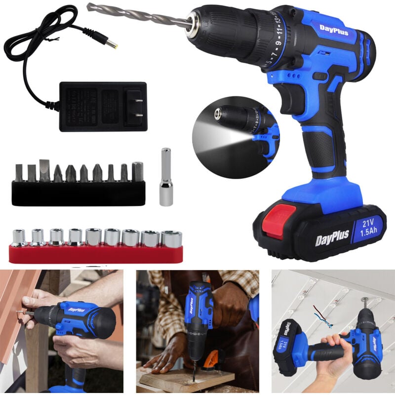 45Nm Bürstenlose Akkuschrauber Mit 1 x 1,5Ah Akkus und Ladegerät, Koffer, 26-tlg. Zubehör-Set