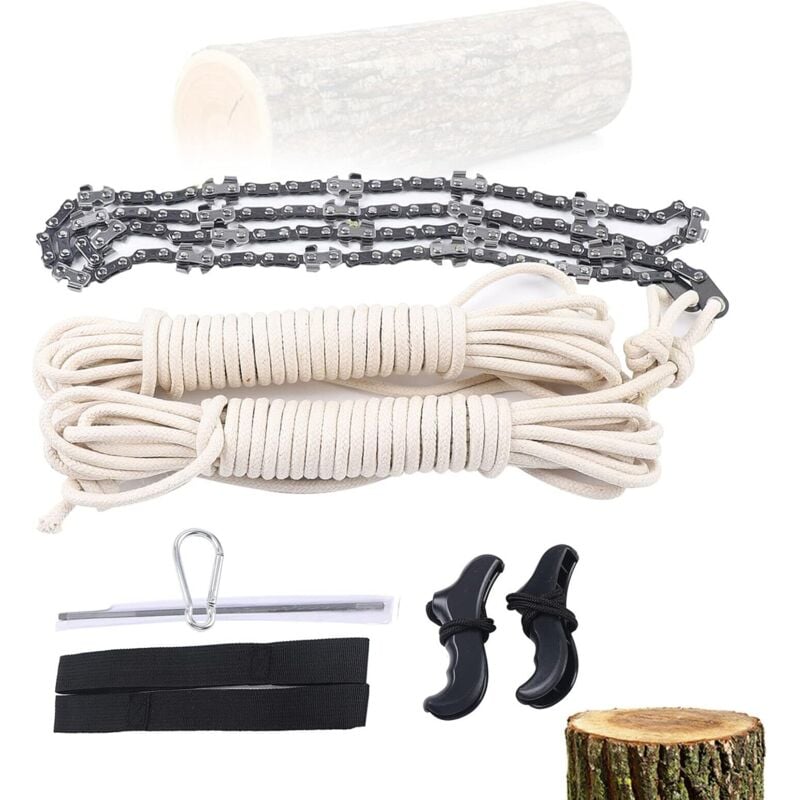 48 Zoll Hand-Kettensäge Outdoor Sägekette Zugsäge Astsäge Baumsä + Seil Outdoor Survival zum Sägen von Ästen und kleinen Bäumen