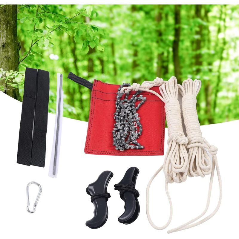 48 Zoll Hand-Kettensäge Outdoor Sägekette Zugsäge Astsäge Baumsä + Seil Outdoor Survival zum Sägen von Ästen und kleinen Bäumen