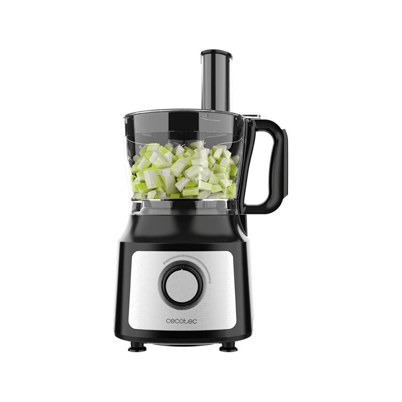 Food Prozessor mit 1000 W, 2 Geschwindigkeiten und Puls. Schüssel de 2 L und Kanne de 1,8 L. 3 Scheiben de Schneiden, Hackmesser, Knetmesser,