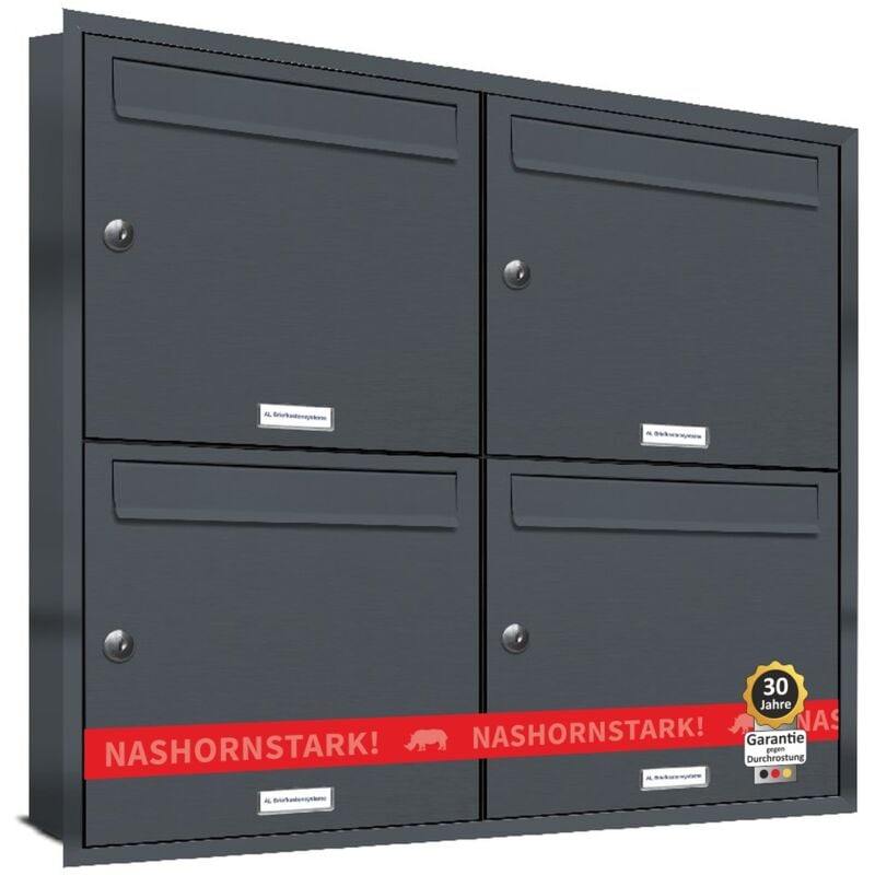 4er Briefkasten Anlage Unterputz Montage ral 7016 Anthrazit