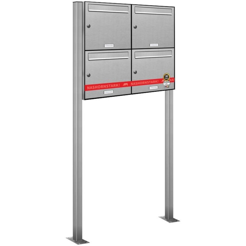 4er Edelstahl Standbriefkasten Anlage Freistehend