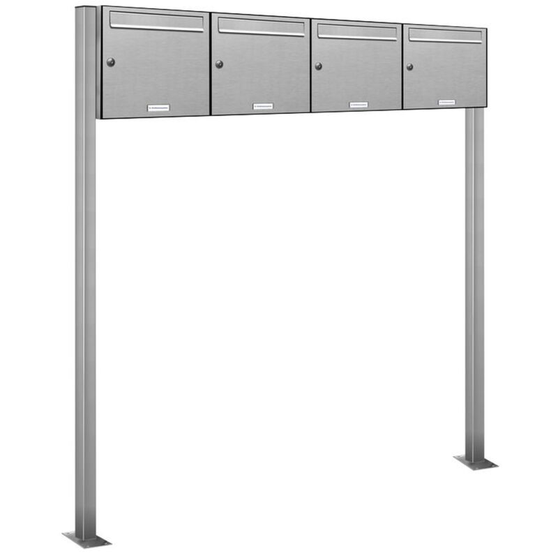 4er Edelstahl Standbriefkasten Anlage Freistehend