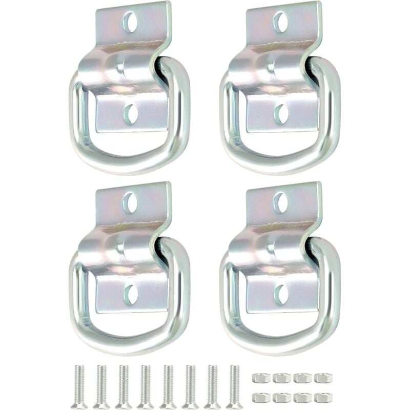 4er-Pack robuste D-Ringe – verzinkter Stahl – für Anhänger, LKW, Boote, Kajak-Befestigung