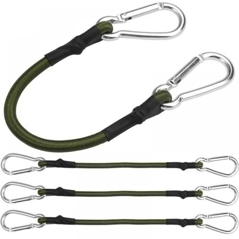 4er-Pack Spanngurte mit Karabiner, 30 cm Spanngurt mit Karabiner, Gepäckspanngurt, robuste elastische Gurte mit Haken für Camping, Planen, Zelte,