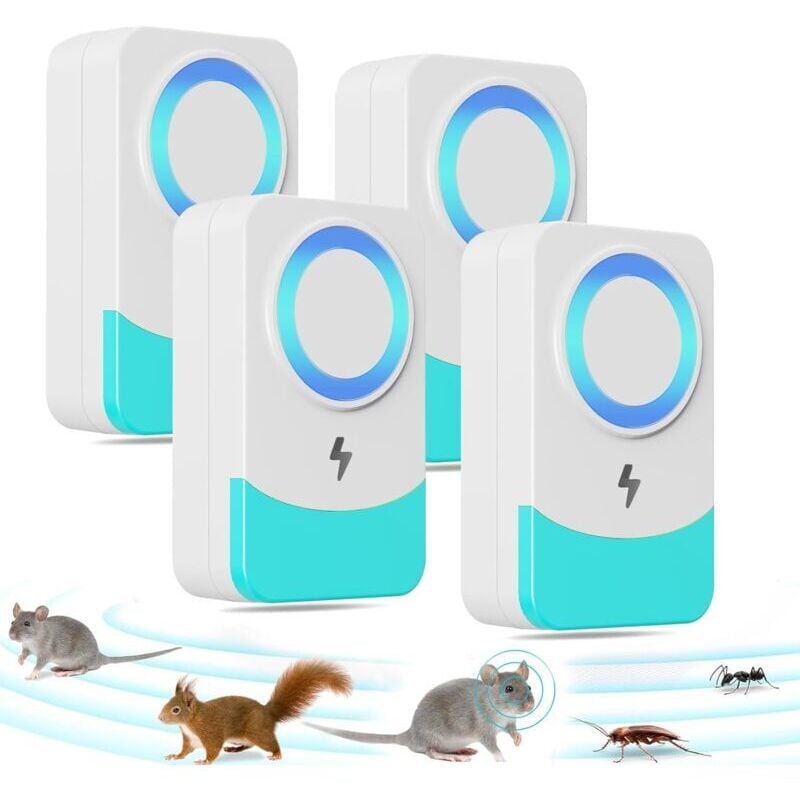 Odipie - 4er-Pack Ultraschall-Insektenschutzmittel für Nagetiere, 60/s wechselnde Frequenz, leistungsstarker Ultraschall für Mäuse und Ratten für