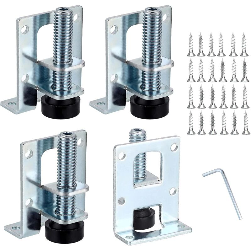 4er-Pack verstellbare Möbel-Nivellierfüße, L-förmige Möbel-Montagehalterungen, Metall-Möbel-Nivellier-Tischbeine für Werkbank, Schrank,