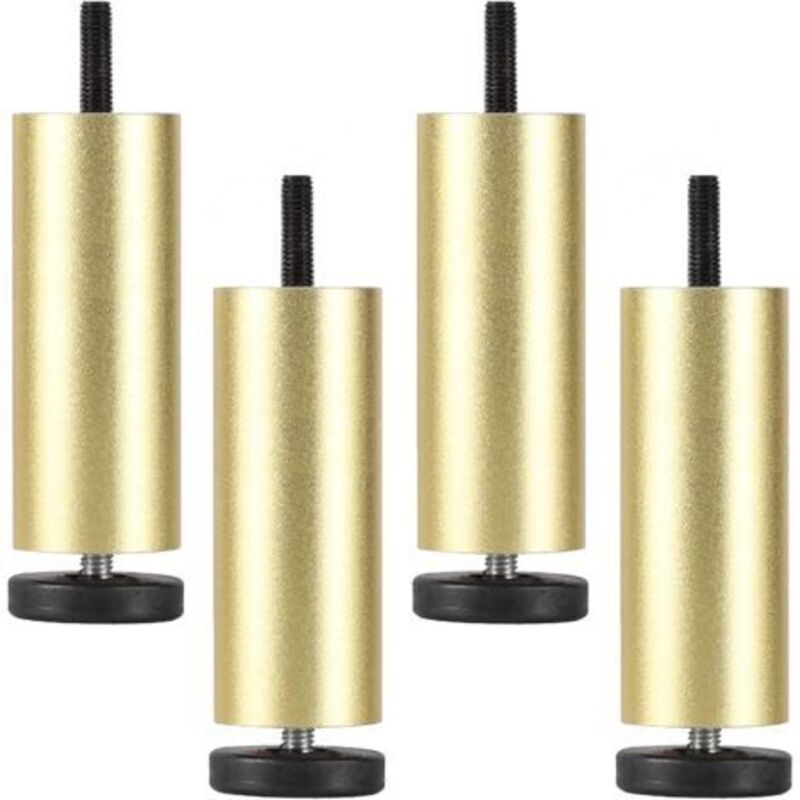 Gabrielle - 4er-Pack verstellbare Schrankbeine, Aluminium-Tischbeine, Möbelbeine als Ersatz für Schlafsofa-Tische, goldgeschliffene Stützfüße – 12 cm