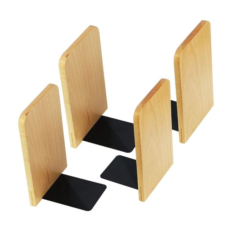 4er-Set Buchstützen aus Holz, rutschfeste Eckbuchstützen für Zuhause, Büro, Schule, Bibliothek, rutschfester Buchständer