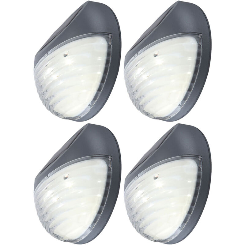 Etc-shop - 4er Set led Außen Garten Lampen Zaun Leuchten IP44 Beleuchtung rund modern