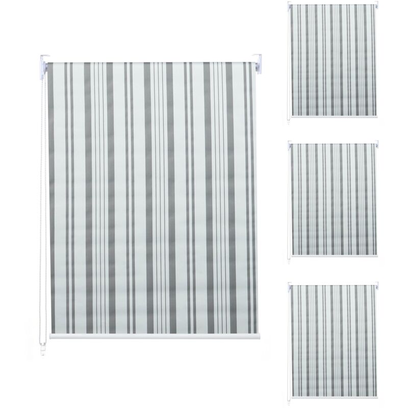 4er-Set Rollo HHG 338, Fensterrollo Seitenzugrollo Jalousie, 100x160cm Sonnenschutz blickdicht grau/weiß