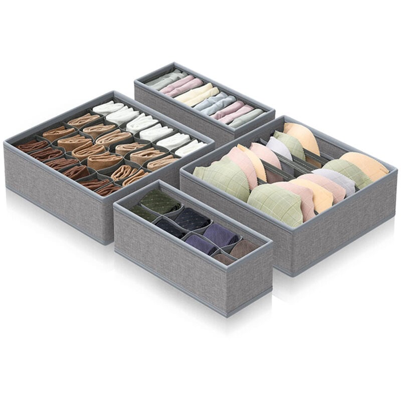 Schubladen Ordnungssystem,4 SET Schrank Organizer,Faltbare Drawer, Aufbewahrungsbox Zur Aufbewahrung von BH, Socken, Höschen, Unterwäsche, Krawatten