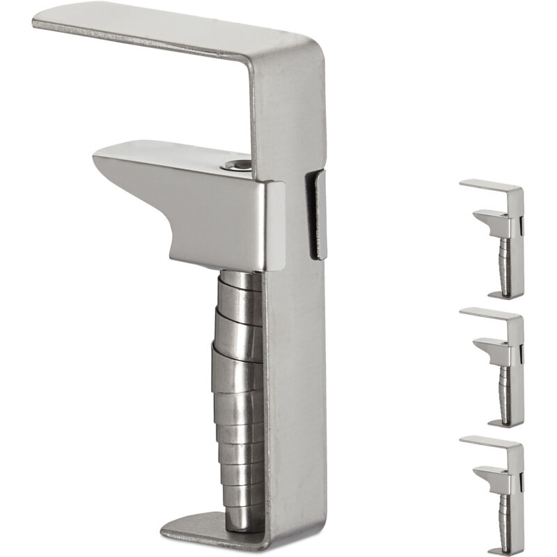 8er Set Tischklammern, verstellbare Tischdeckenklammern für dicke Tische, Edelstahl, bis 4,2 cm Stärke, silber - Relaxdays