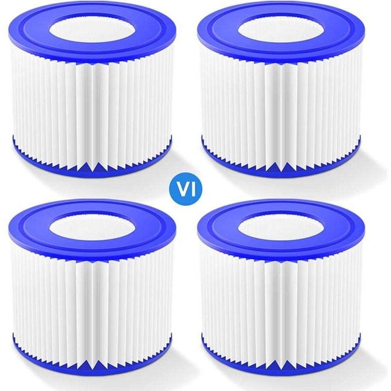 4er-Set VI-Filter für Whirlpools, VI-Filterkartuschen für Poolfilter, VI-Filterkartuschen – kompatibel mit Bestway 58323E, Coleman Saluspa 90427E und