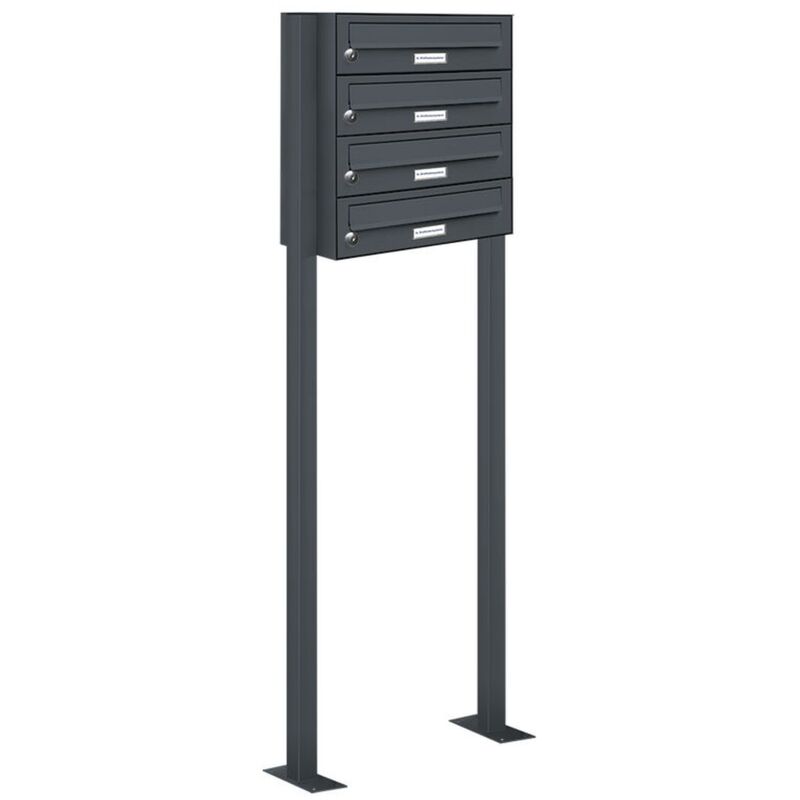 Al Briefkastensysteme - 4er Standbriefkasten Anlage Freistehend ral 7016 - Anthrazit
