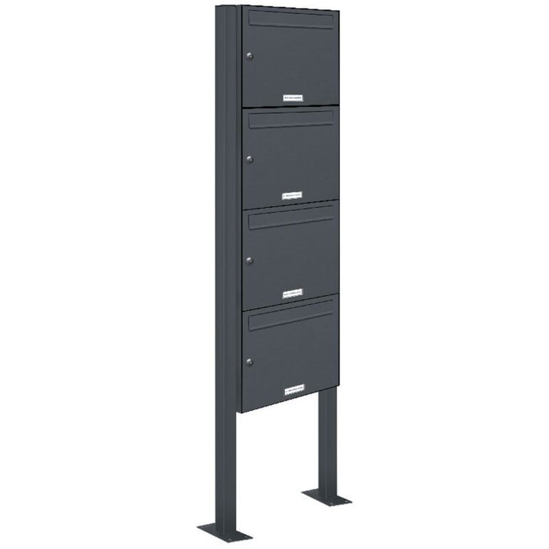 Al Briefkastensysteme - 4er Standbriefkasten Anlage Freistehend ral 7016 - Anthrazit