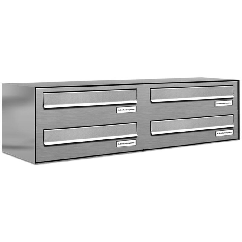 Al Briefkastensysteme - 4er V2A Edelstahl Briefkasten-Anlage Tür- Zaundurchwurf