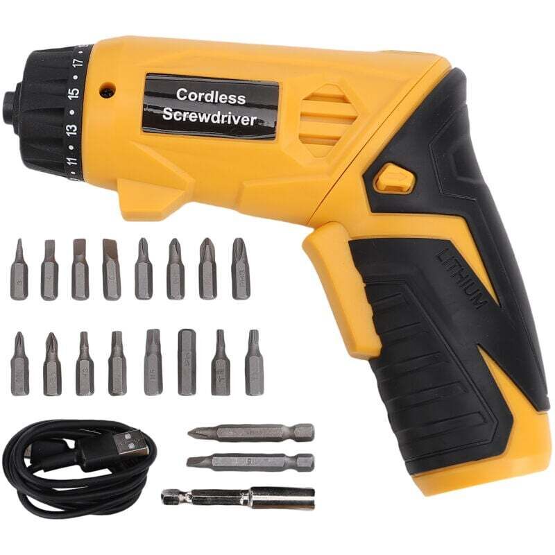 4Nm Akkuschrauber, 1,5Ah 3,6V Akkuschrauber mit 18 Zubehörteilen, LED-Licht, USB-Kabel und Aufbewahrungsbox, für Reparatur und Heimwerken