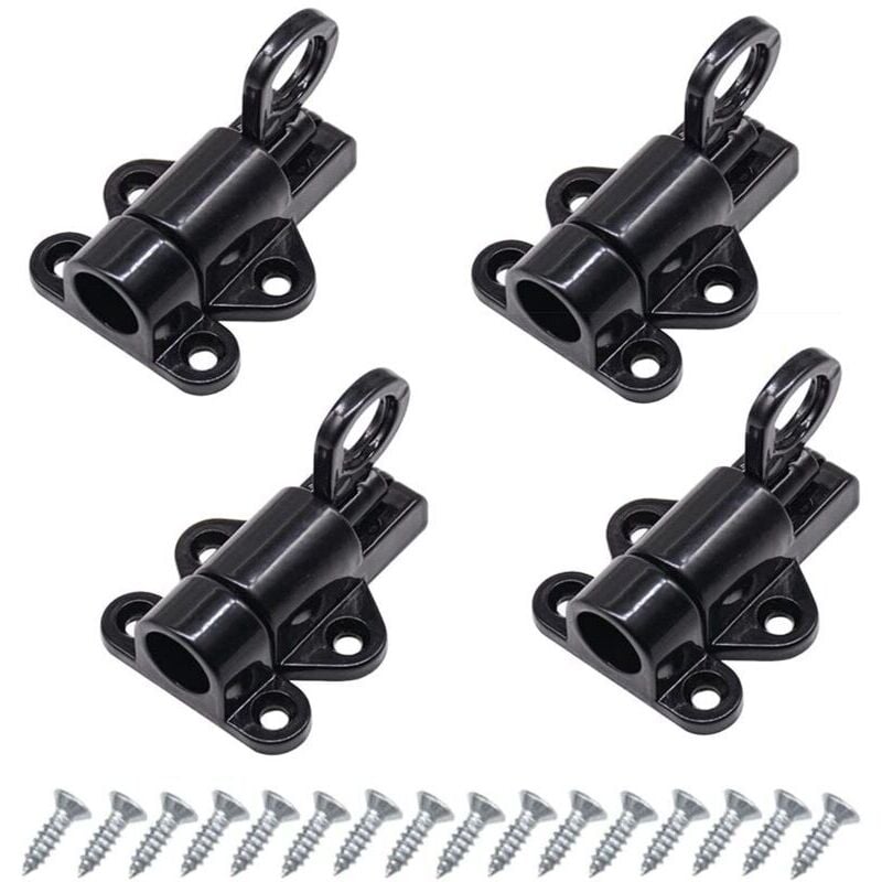 4pcs Door Latch Automatic Door Lock Exterior Door Lock Window Latches Spring Lock Bolts Black Aluminum Band Screws
