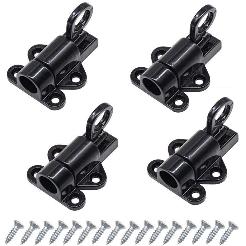 4pcs Door Latch Automatic Door Lock Exterior Door Lock Window Latches Spring Lock Bolts Black Aluminum Band Screws