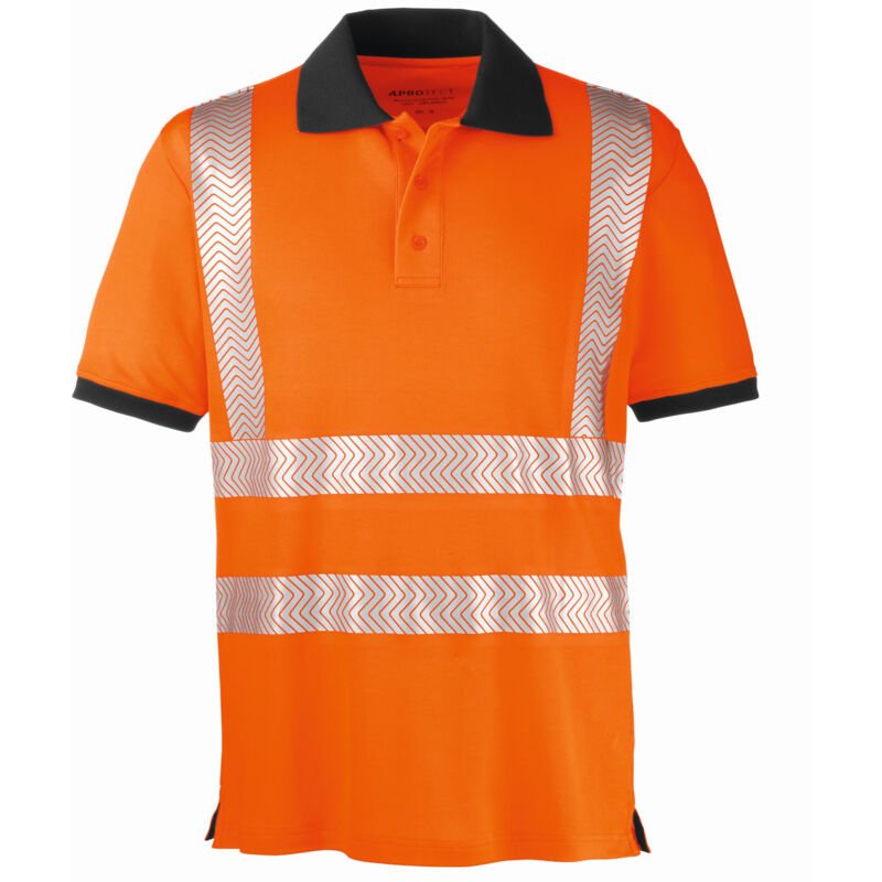 4PROTECT® Warnschutz-Poloshirt ORLANDO leuchtorange/grau 3433 Gr. 4XL