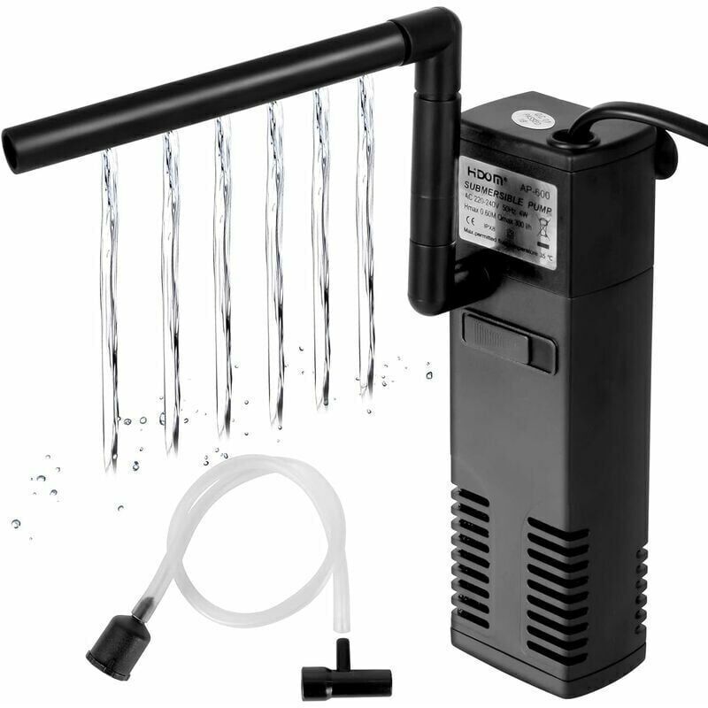 4W 600L/H Wasserdurchfluss Aquariumfilter Innenfilter für 60L Aquarium Filterpumpe Aquarium mit Filterschwämmen für Fische mumu
