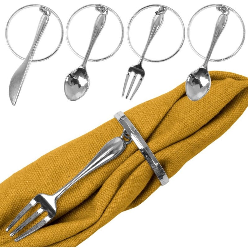 4x Eheringe Ringe Metall Servietten Silber Besteck Serviettenhalter