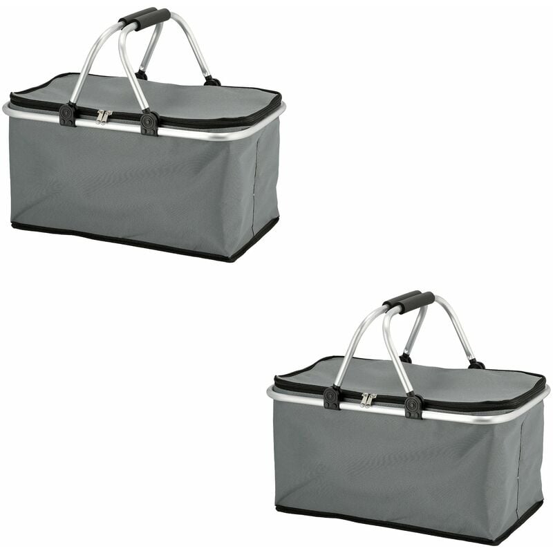 2x Novaliv Einkaufskorb Einkaufskorb mit Thermofolie Auskleidung Grau