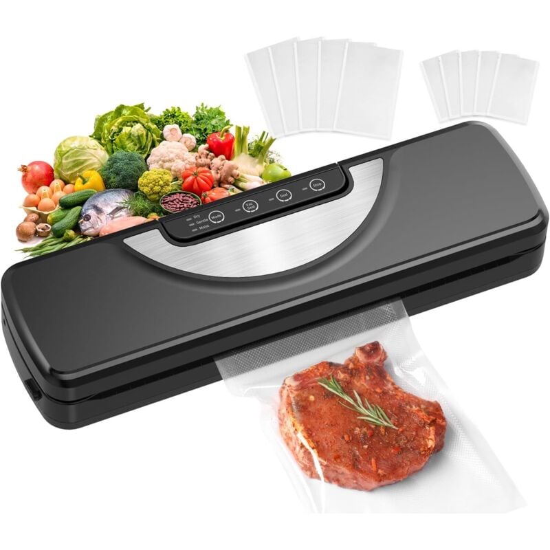 5-in-1-Vakuumiergerät für Lebensmittel mit Schneidemesser, Vakuumiergerät für Lebensmittel mit Trocken- und Feuchtmodus, inkl. Vakuumbeutel und