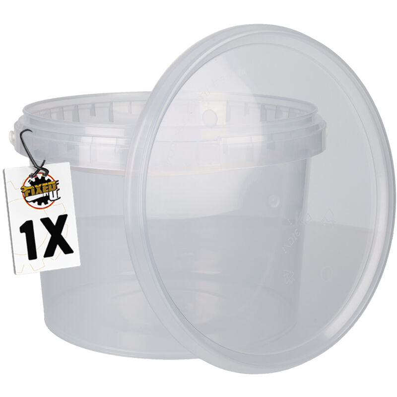 Kunststoffeimer mit Deckel, rund, 3 l, Lebensmittelecht, Transparentl