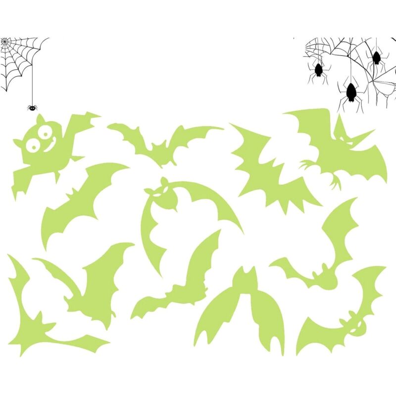 Bluedeer - 5 Pcs Halloween Glühen in den dunklen Aufklebern - Leuchtende Halloween-Aufkleber für Wandtürfenster Fledermaus Halloween Dekorationen,