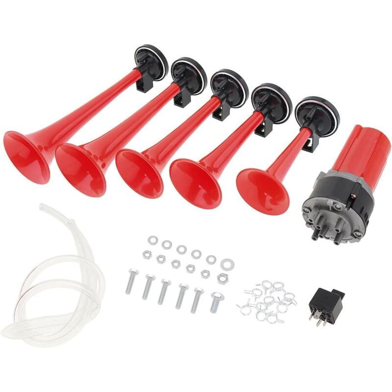 5 Stück 125dB 12V Musikalische Trompete mit Kompressor für Auto LKW Boot Bus