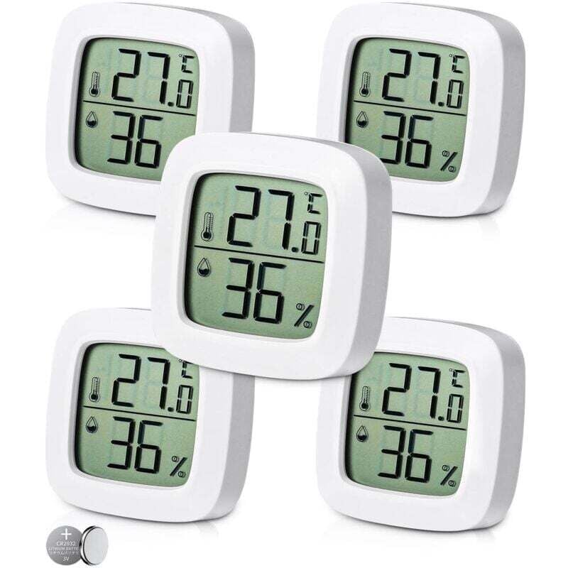 5 Stück Digitales Innen-Hygrometer-Thermometer, Komfortniveauanzeige, kleines hochpräzises digitales Hygrometer-Thermometer, Babyzimmer-Thermometer