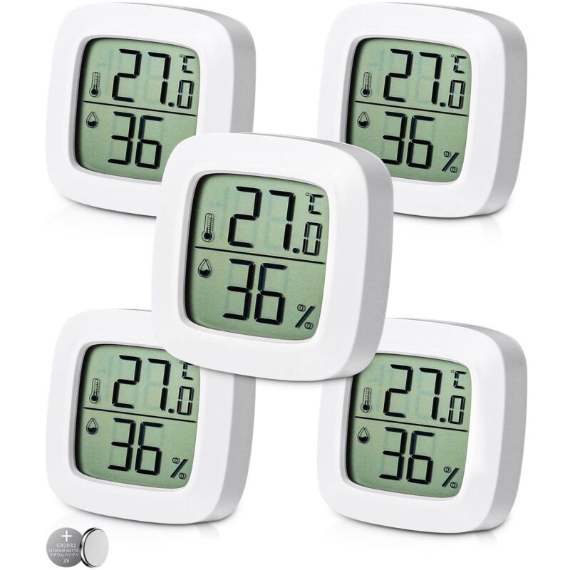 5 Stück Digitales Innen-Thermometer-Hygrometer, Komfortniveauanzeige, Präzises kleines Digital-Thermometer-Hygrometer, Babyzimmer-Thermometer für