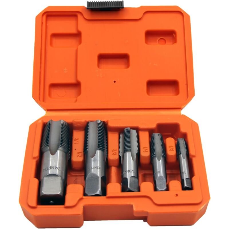 Gotrays - 5 Stück NPT-Rohrgewindebohrer, 1/8 Zoll, 1/4 Zoll, 3/8 Zoll, 1/2 Zoll und 3/4 Zoll npt, Gewindebohrer für Gewinde, Gewindeschneid-Set zum