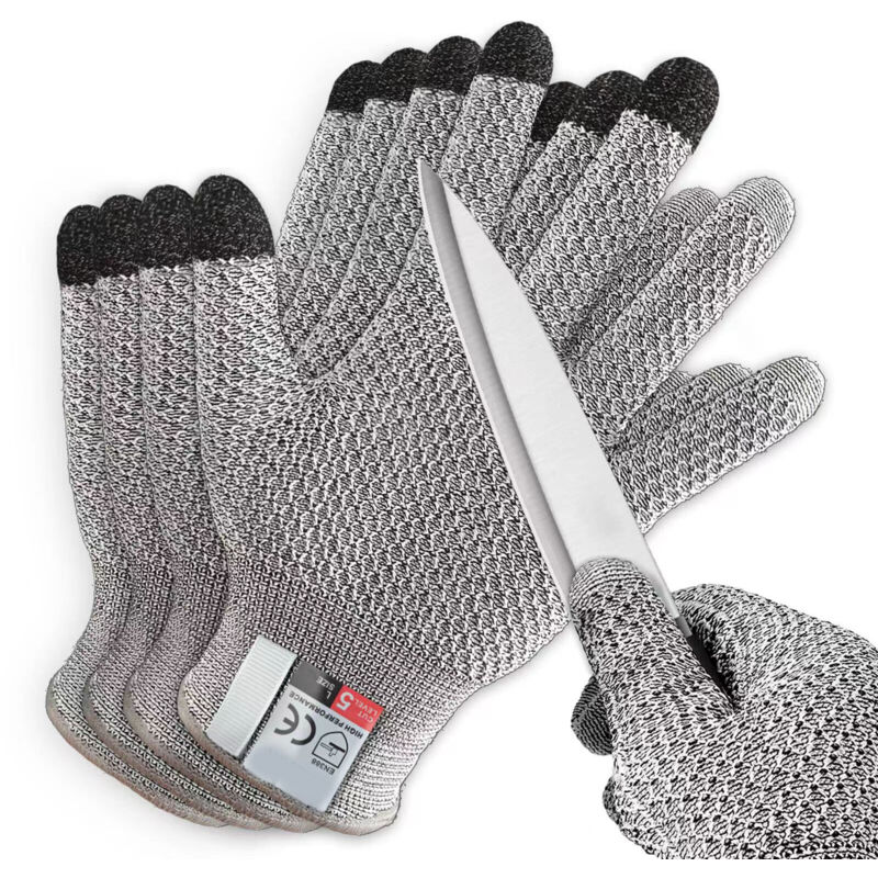5 Stück Schnittfeste Handschuhe, EN388 Level 5, schnittfeste Handschuhe, schnittfeste Handschuhe, lebensmittelecht,Grau
