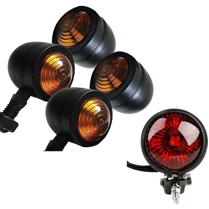 Woosien - 5 teile/satz Motorrad Blinker Hinten Rückleuchten Brems Bremsleuchte Für Cafe Bobber Chopper