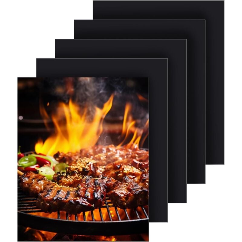 5-teiliges Grill-Backmatten-Set (50 x 40 cm), Zubehör für Backofen und Backofen, wiederverwendbare Antihaft-Grillmatte, abwaschbar, hitzebeständig