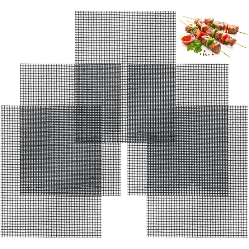 5-teiliges Grillset, Antihaft-Grillmatten, wiederverwendbare Antihaft-Kochmatten für Gasgrills, Kochen und Backen (40 x 30 cm)