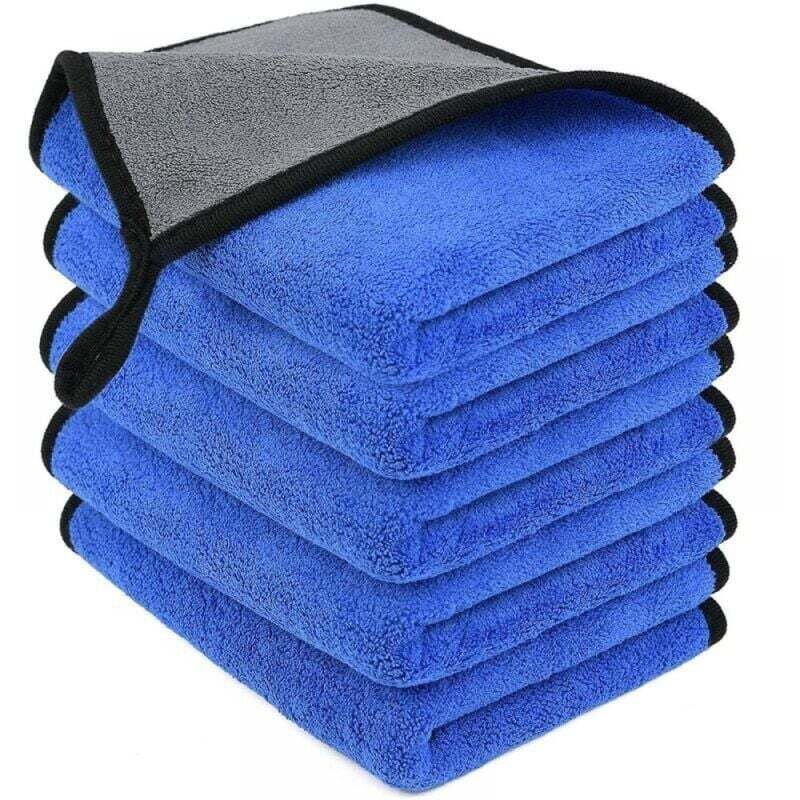 XVX - Panno in microfibra 5 pezzi, blu, panno in microfibra riutilizzabile per la pulizia dei vetri/tutte le pulizie/lucidatrici per auto/uso